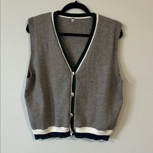 Gray and White Women’s Sweater Vest